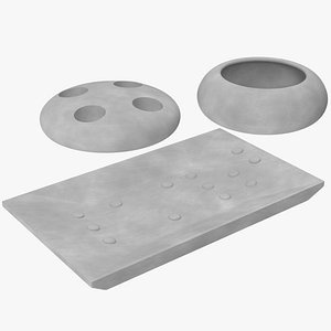 grey bathroom accessory set 3D model
