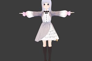 game ready Low Poly Anime Character Girl v16 3D model