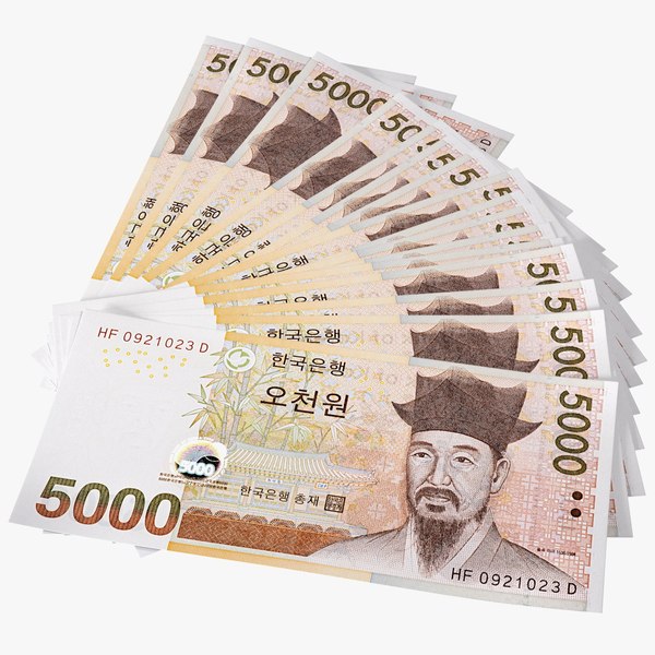 Fan Shaped South Korean 5000 Won Banknotes model