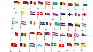 european flags 3D model
