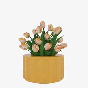 3D Orange tulips bouquet