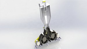 3D model hammer mill with double rotor and separator