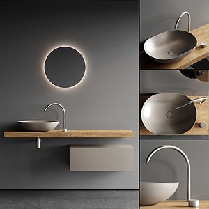 3D vanity unit washbasin bathroom mirror model