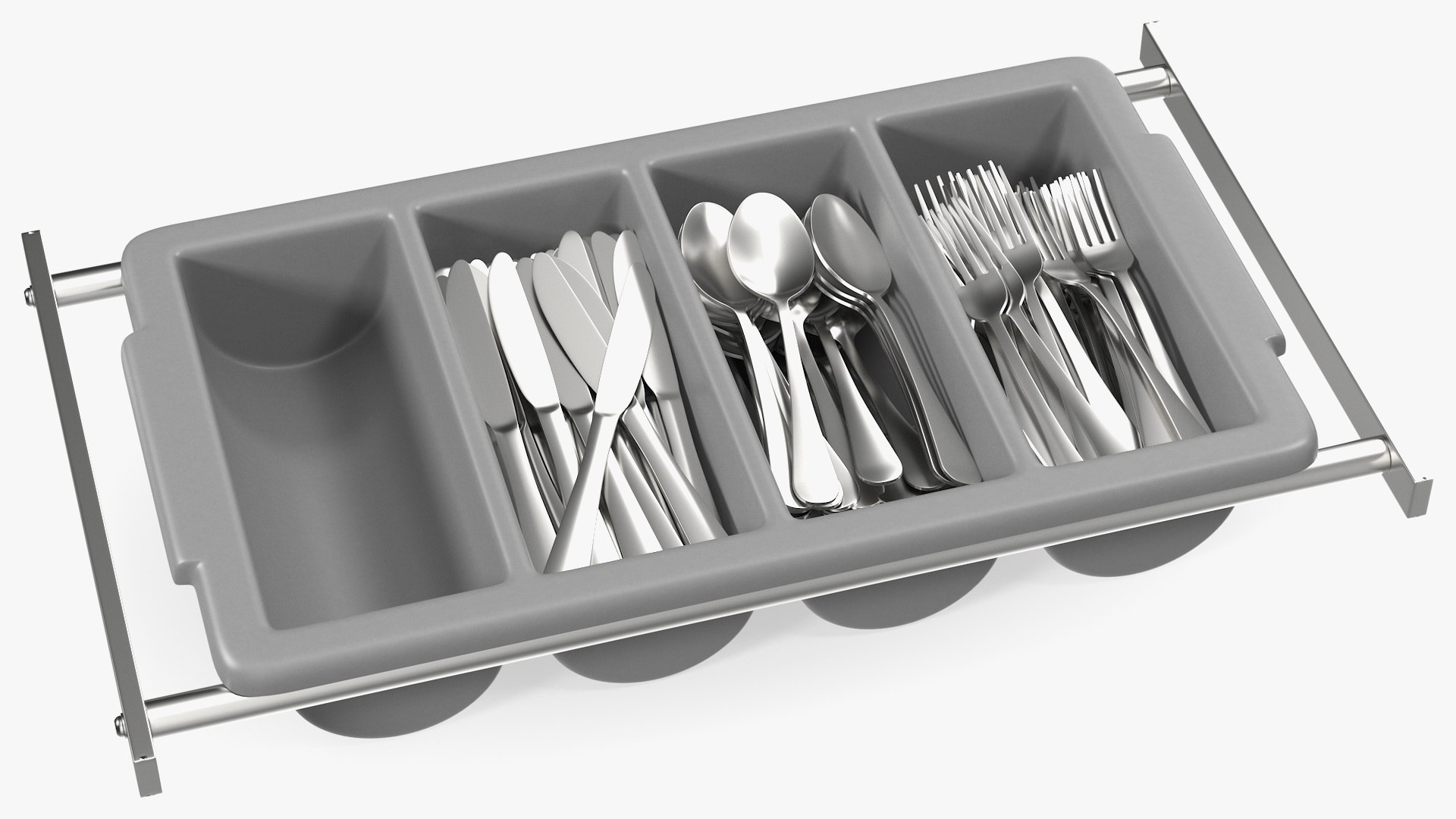 Tray with Cutlery Utensils 3D model preview