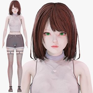 Casual Clothing 0008 - UE5 - Unity - Blender - Animated - Realistic Female Character 3D model