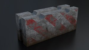 Concrete road block low-poly 3D