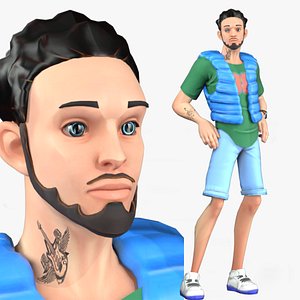 3D Cartoon Rigged Style Man-Willam Character 3D Model model