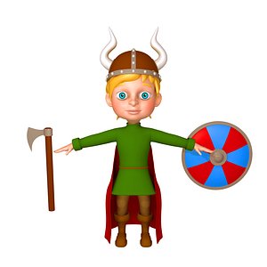 viking boy cartoon 3D model