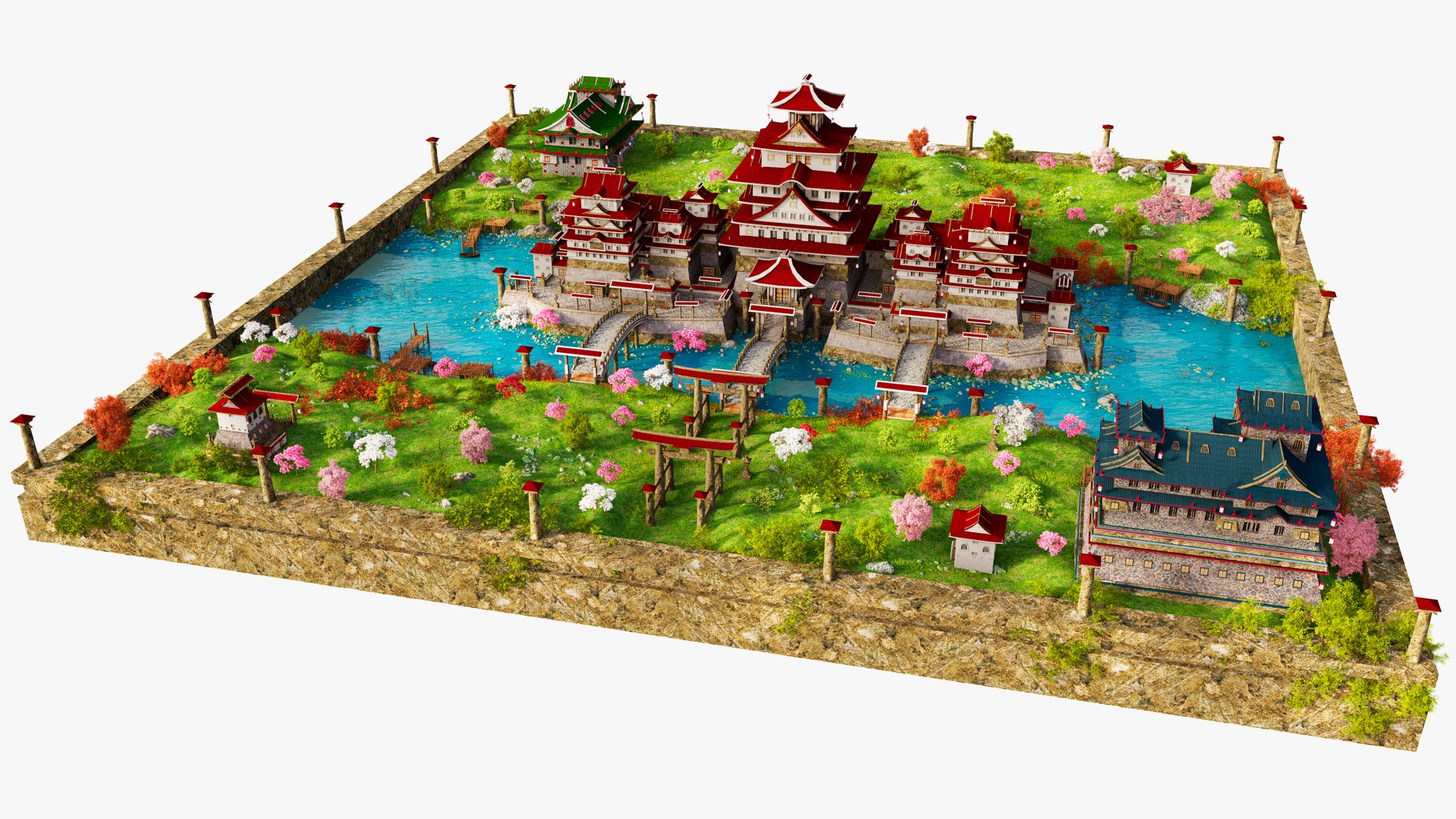 Fantasy Asian Castle Environment 3D Model - TurboSquid 2381320