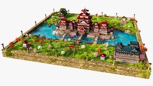 Fantasy Asian Castle Environment 3D model