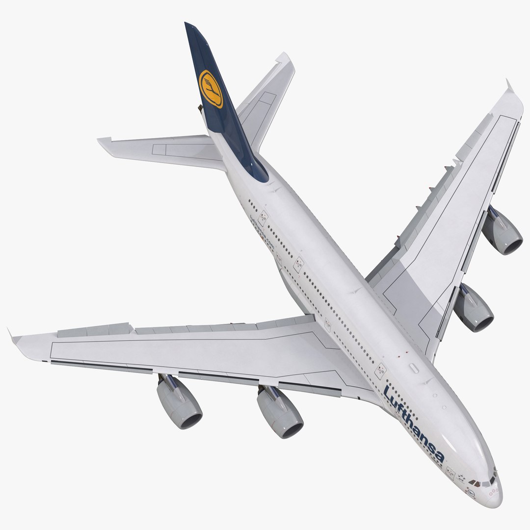 Airbus A380-800 Lufthansa Rigged 3D Model 3D model preview