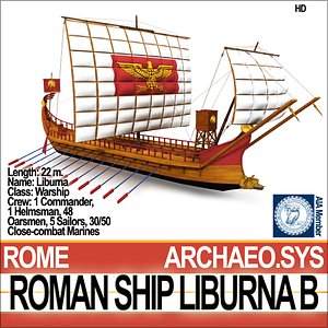 ancient roman ship liburna 3d model
