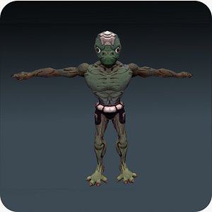 3d rigged alien reptile character model