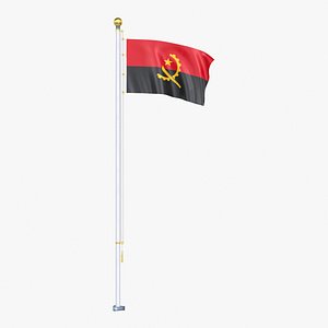 Angola Flag Stand Pole Animated Loop