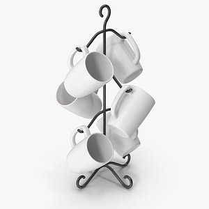 3D Mug Tree Stand With Mugs model
