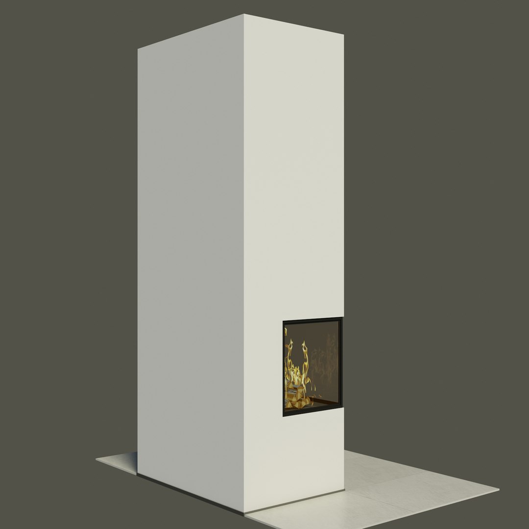 3d Fireplace Wood Bookcase Model