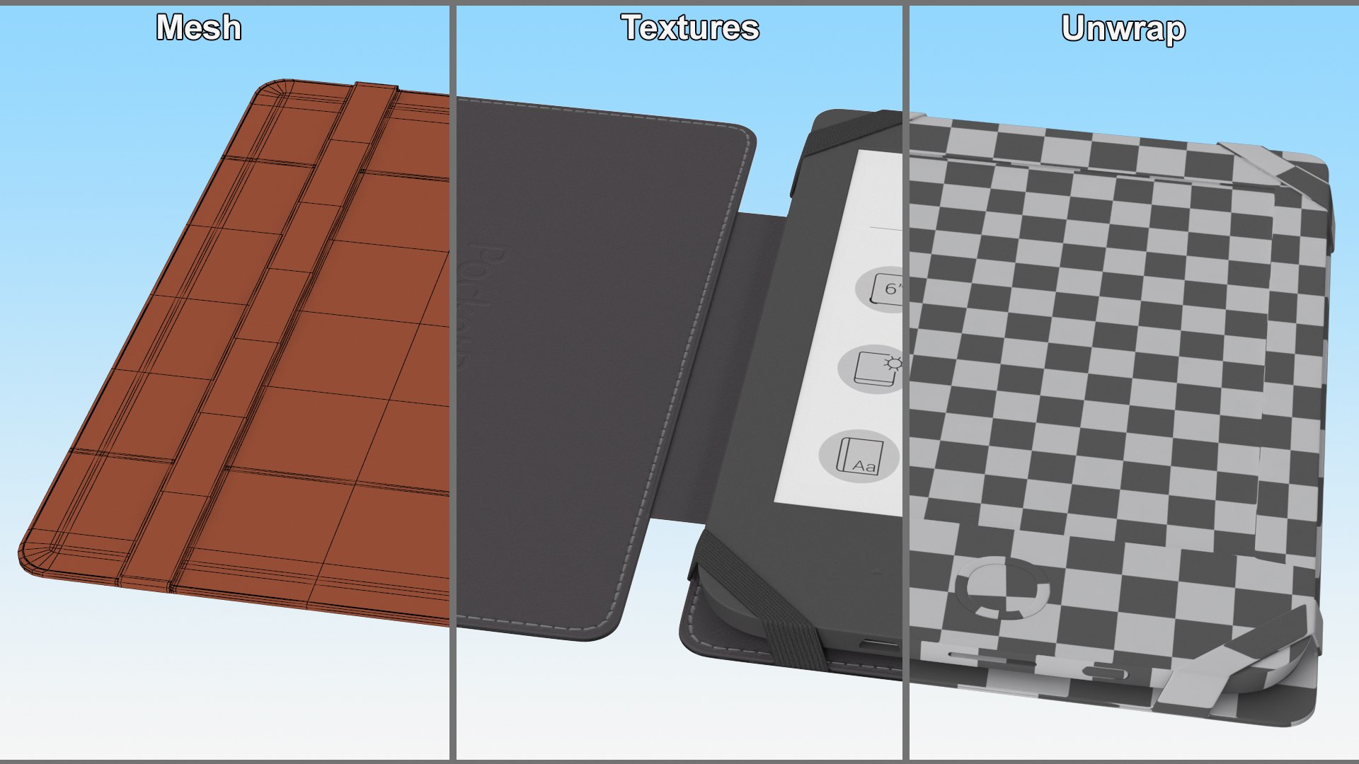 3D PocketBook 614 Limited Edition Gray With Case - TurboSquid 2147295