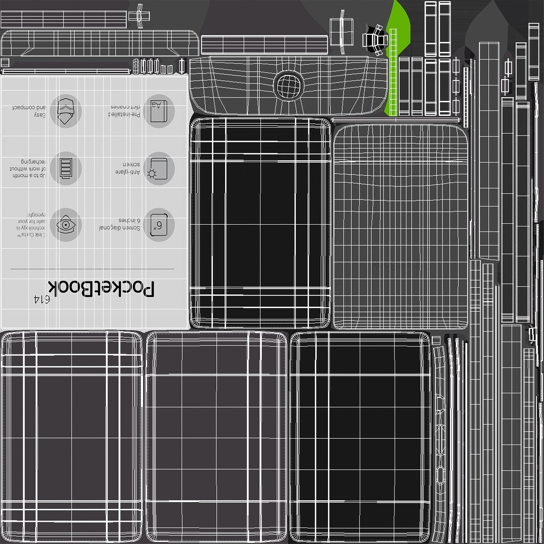 3D PocketBook 614 Limited Edition Gray With Case - TurboSquid 2147295