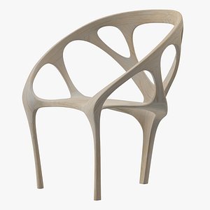 3D Three Legs Modern Chair Light Wood