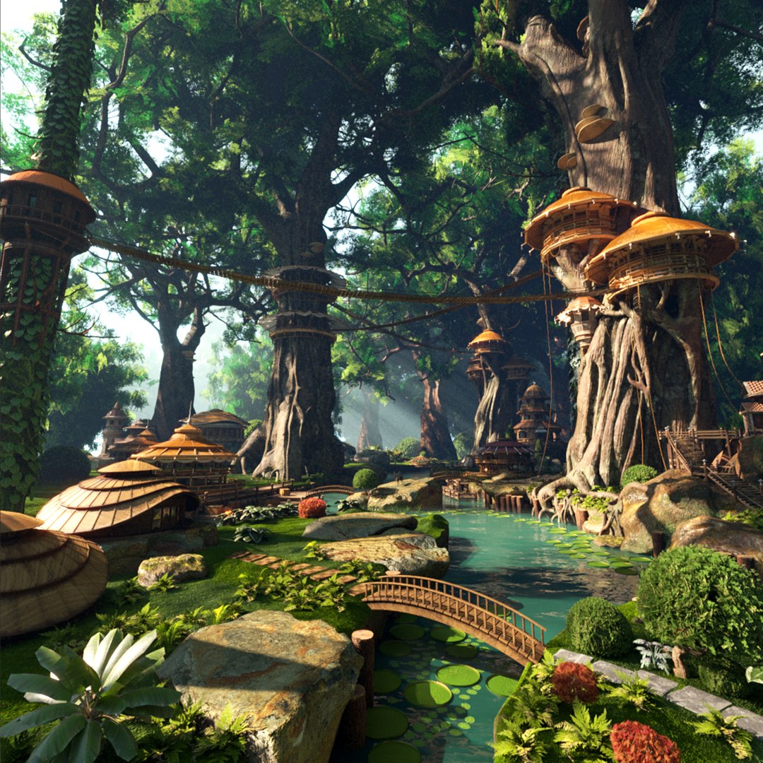 3D A Village In The Trees Model - TurboSquid 2017469