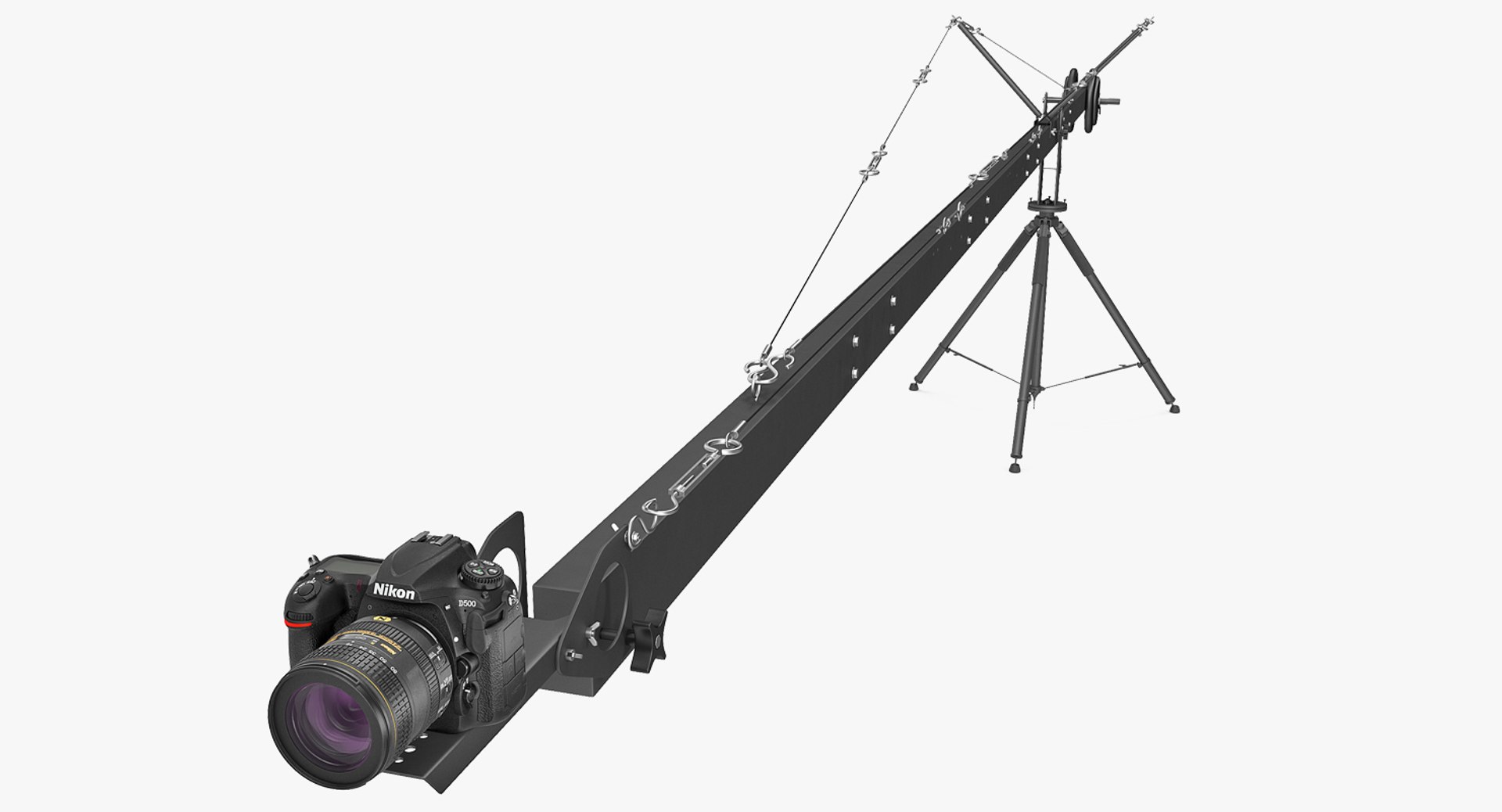 Nikon D500 on Professional Camera Crane 3D model preview