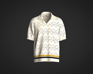 3D Mens Polo Shirt with knitted mesh fabric and Johnny Collar