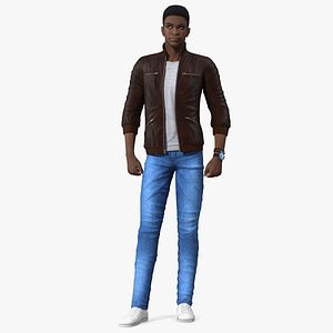 3D Teenager Dark Skin Street Outfit Standing Pose