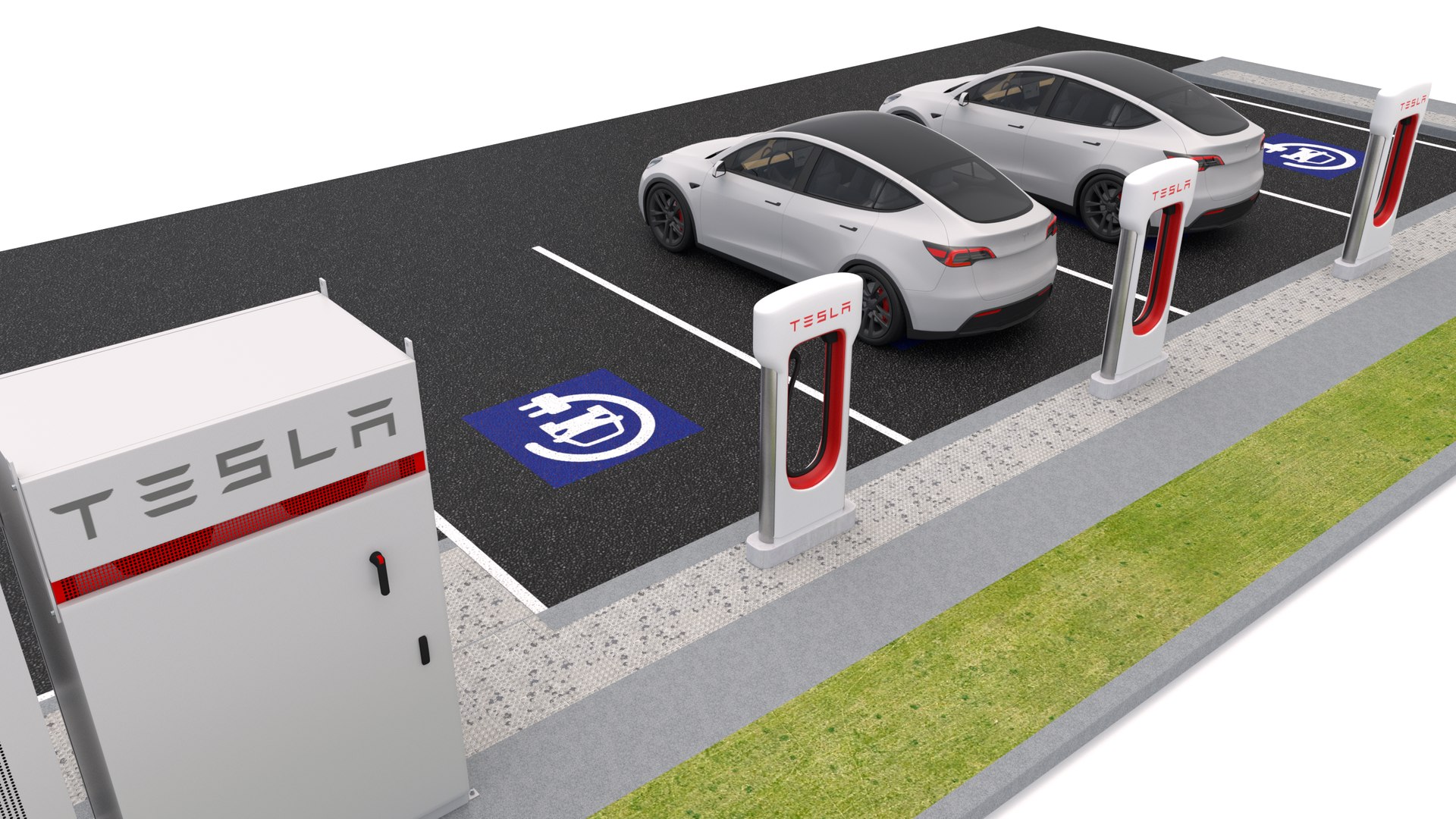 Tesla Supercharger Station with Y 2023 model https://p.turbosquid.com/ts-thumb/JU/QkL8gD/3o/teslastationwithy3/png/1710883904/1920x1080/fit_q87/6ed29667b2a0de53e9e77dd3efd05af3899bf771/teslastationwithy3.jpg