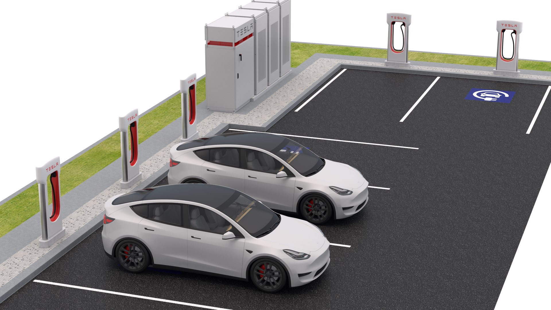 Tesla Supercharger Station with Y 2023 model https://p.turbosquid.com/ts-thumb/JU/QkL8gD/v8/teslastationwithy5/png/1710883916/1920x1080/fit_q87/eca62e44888a05667b2514767e5e2d51d0c5e128/teslastationwithy5.jpg
