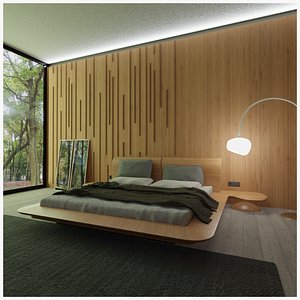 Bamboo Bedroom Scene 3D model