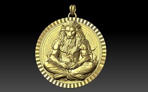 3D model lion doing yoga themed pendant