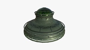 3D model Alien Spaceship UFO F05 Dark Green - Sci Fi Spacecraft Design