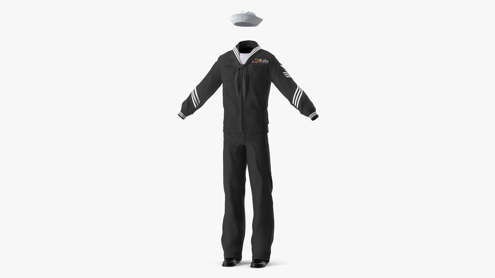 Formal Navy Uniform Black 3D model preview