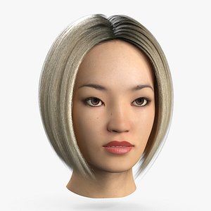 3D Blond Asian Woman Head