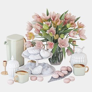 3D spring tulips set