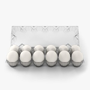 clear plastic dozen egg 3D model
