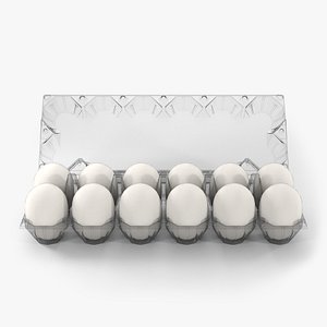 Clear Plastic Dozen Egg Tray with Packaging (Rigged)