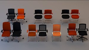 Rigged Office chair seat ready to animate set
