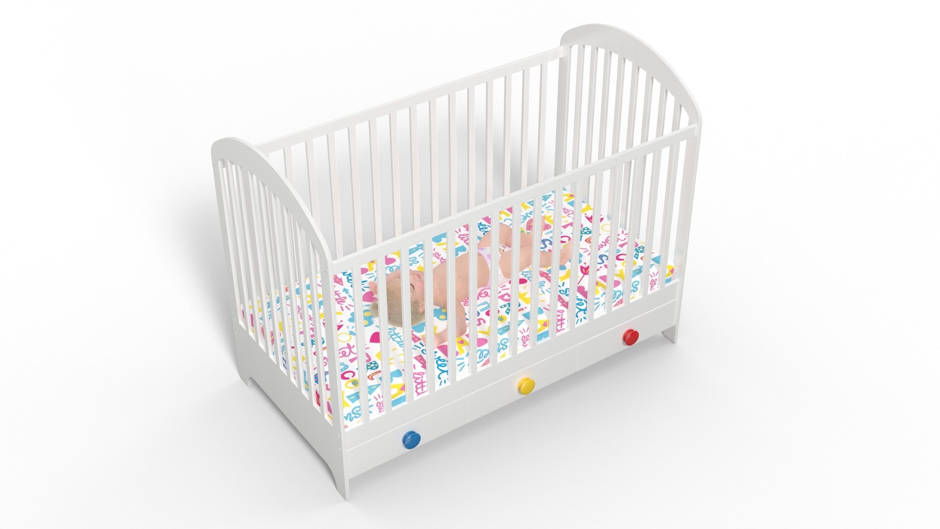Toddler Girl in Bed Sleeping 3D model preview
