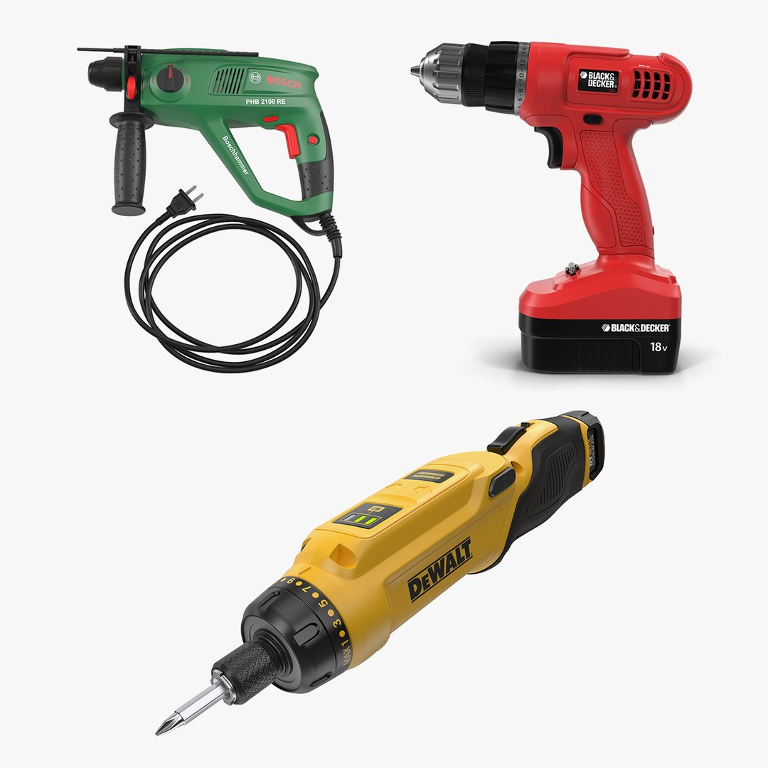 Hand Drills Collection 3D model preview