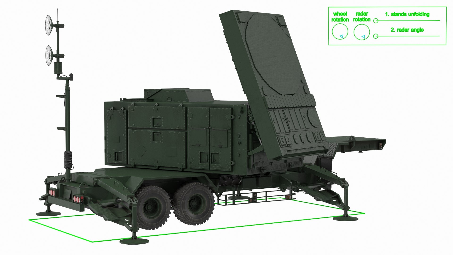 Patriot Radar AN MPQ53 Green Rigged 3D model preview
