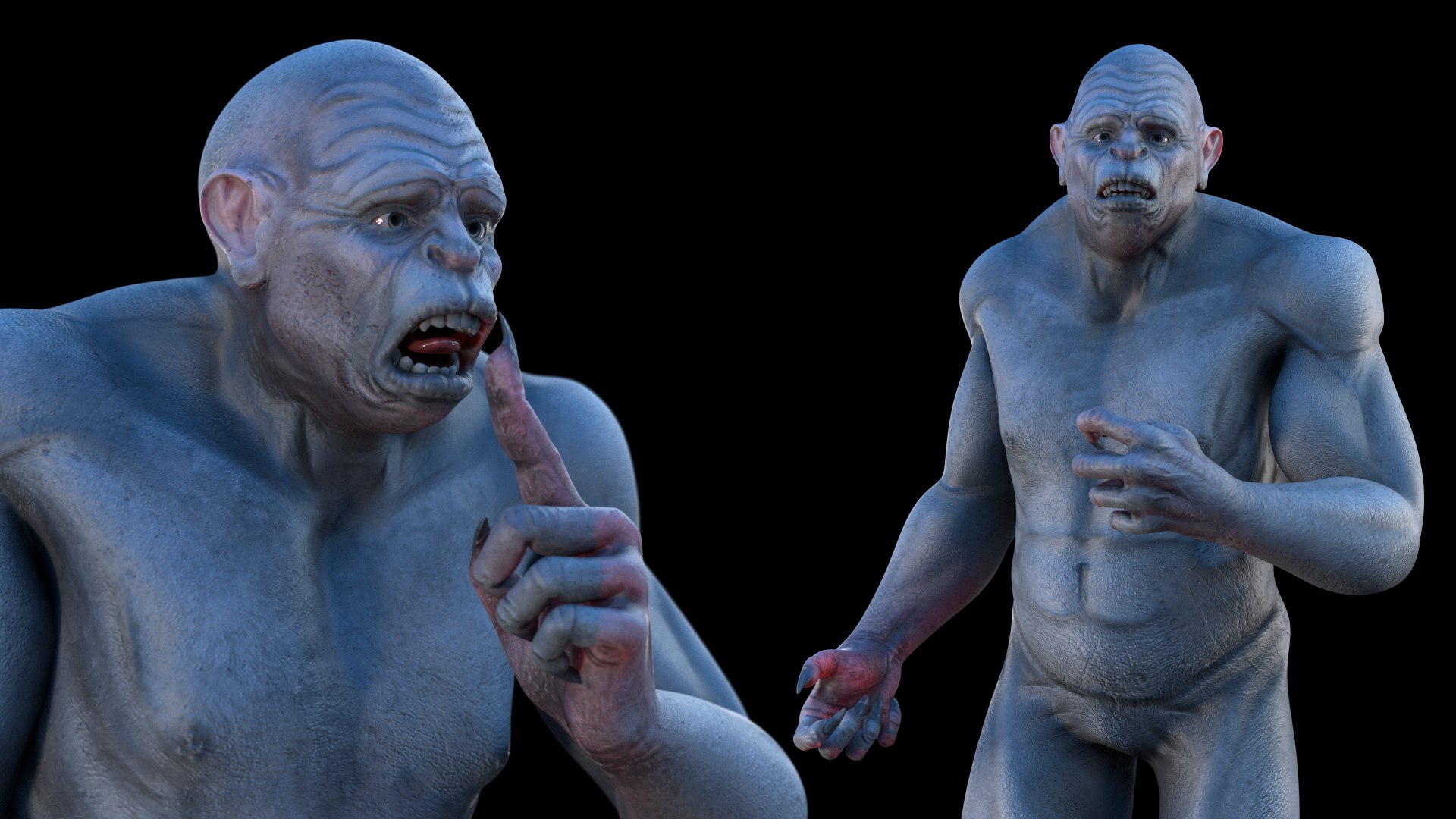 Grey Monster Rigged for Maya 3D model preview