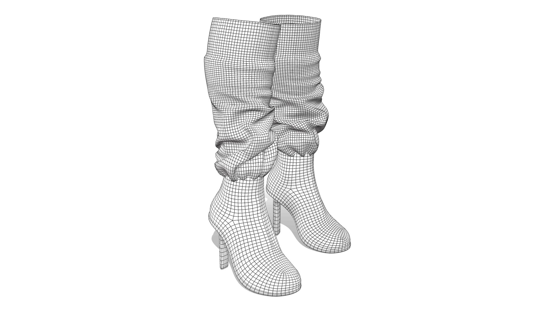 Sci-fi Wrinkled Midcalf High Heel Boots 3D Model - TurboSquid 1962224