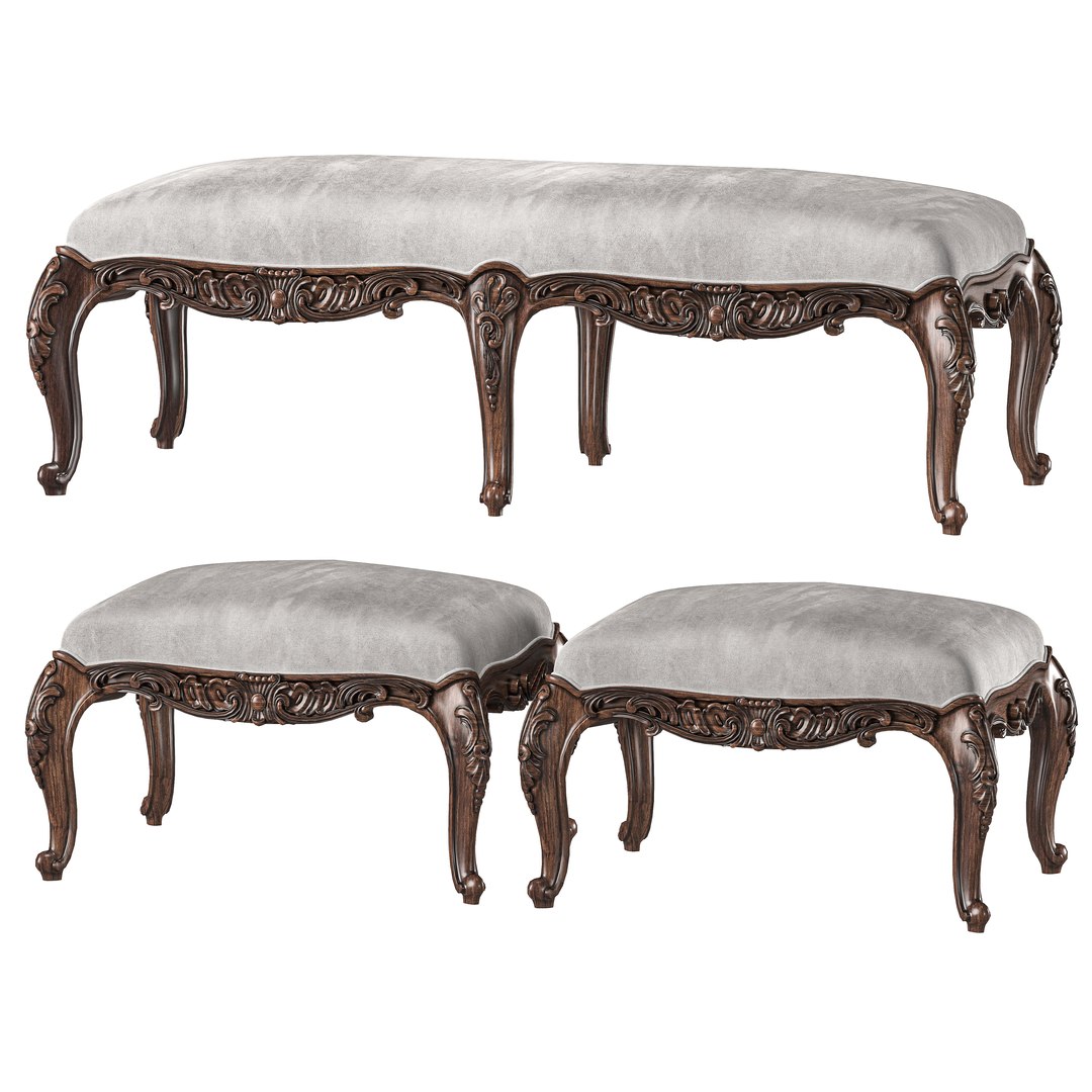 3D Andrea Fanfani Bench And Pouf 734 - TurboSquid 2254618