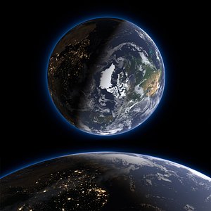 Volumetric Planet Earth Day Night System Animated 43K For Blender