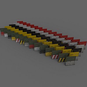 3D PBR Concrete Roadblock Barrier - Collection model