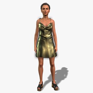 Elegant Woman in Dress 3D Character 3D model