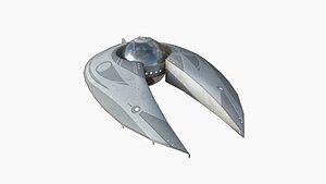 3D Alien Spaceship UFO I09 Full White - Sci Fi Spacecraft Design