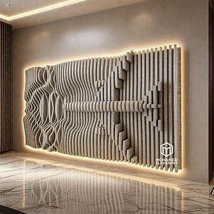Parametric Wavy Wooden Wall Decor 23 - wood cutting machines 3D model