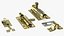 Brass Sliding Door Locks Set 3D